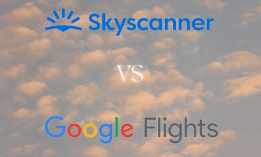 Skyscanner vs google flights image with sky background